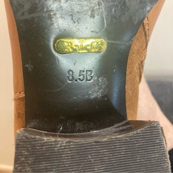 LAUREN RALPH LAUREN Sz 8.5B Damara Leather Suede Back Strap Zipper Booties - Picture 8 of 13